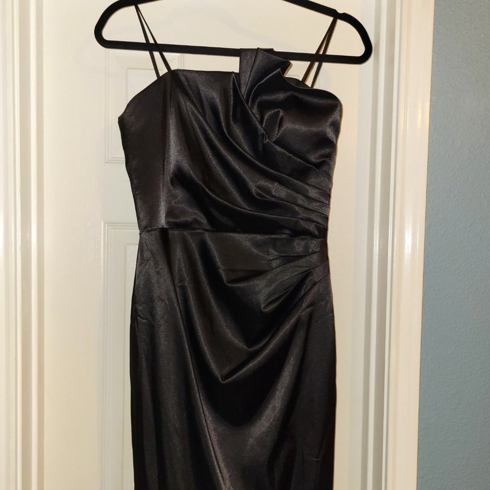 Short Black Satin Cocktail Dress
